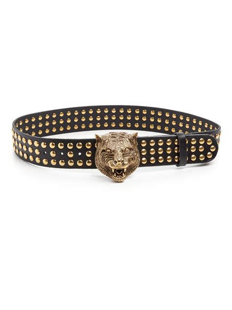 gucci feline belt studded|Gucci.